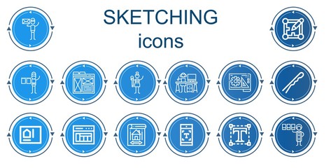 Editable 14 sketching icons for web and mobile