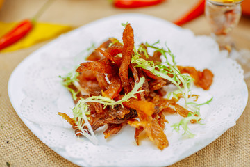 Autumn table setting with pumpkins. Thanksgiving dinner.beer dumplings with sea salt and cheese spread