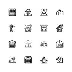 Editable 16 roof icons for web and mobile