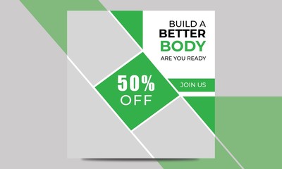 Social Media Post Layout Set with Green and white Accents