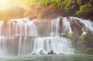 Royalty high quality free stock image aerial view of “ Ban Gioc “ waterfall, Cao Bang, Vietnam....