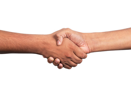 Firm handshake of Indian male hands, Horizontal image
