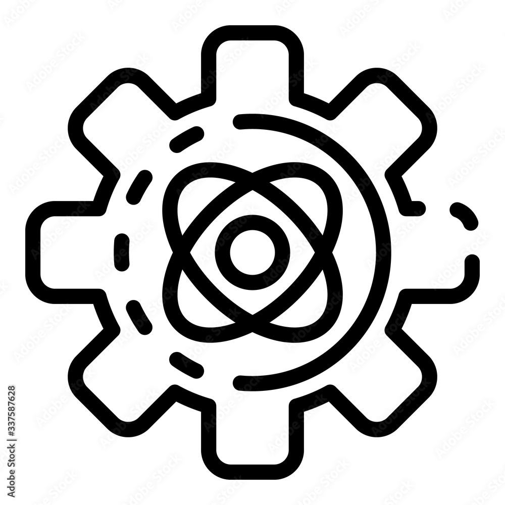 Aufkleber gear with atom icon. outline gear with atom vector icon for web design isolated on white background