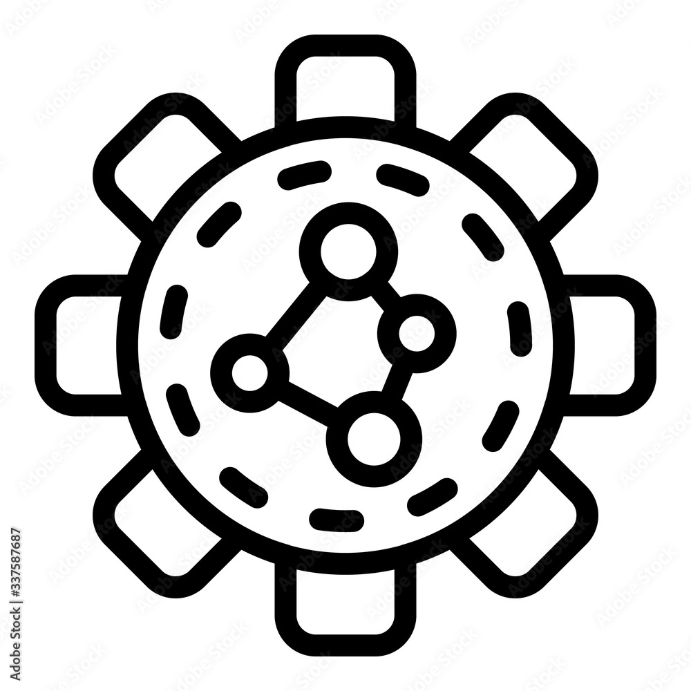 Poster molecule in gear icon. outline molecule in gear vector icon for web design isolated on white backgro