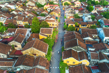 Hoi An, Vietnam : Panorama Aerial view of Hoi An ancient town, UNESCO world heritage, at Quang Nam province. Vietnam. Hoi An is one of the most popular destinations in Vietnam
