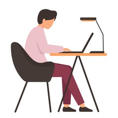 Fototapeta premium Remote work. Man at the computer in the home office