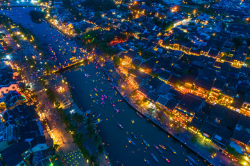 Hoi An, Vietnam : Panorama Aerial view of Hoi An ancient town, UNESCO world heritage, at Quang Nam province. Vietnam. Hoi An is one of the most popular destinations in Vietnam
