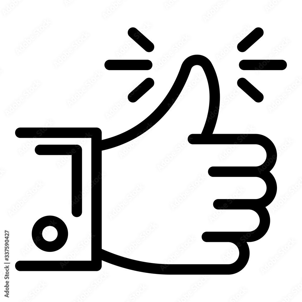 Poster thumb up icon. outline thumb up vector icon for web design isolated on white background