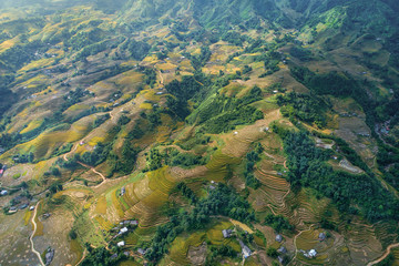 Sapa, landscape terraced rice field near Mu Cang Chai, north Vietnam