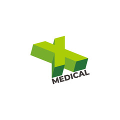 letter x plus medical 3d symbol logo vector