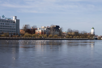 view from the opposite Bank of the river to the city