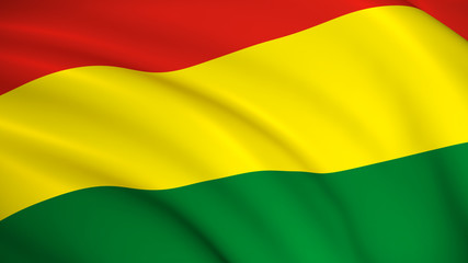 Bolivia National Flag (Bolivian flag) - waving background illustration. Highly detailed realistic 3D rendering