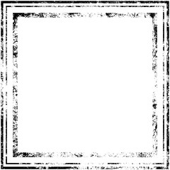 Old shabby square frame black white pattern. 