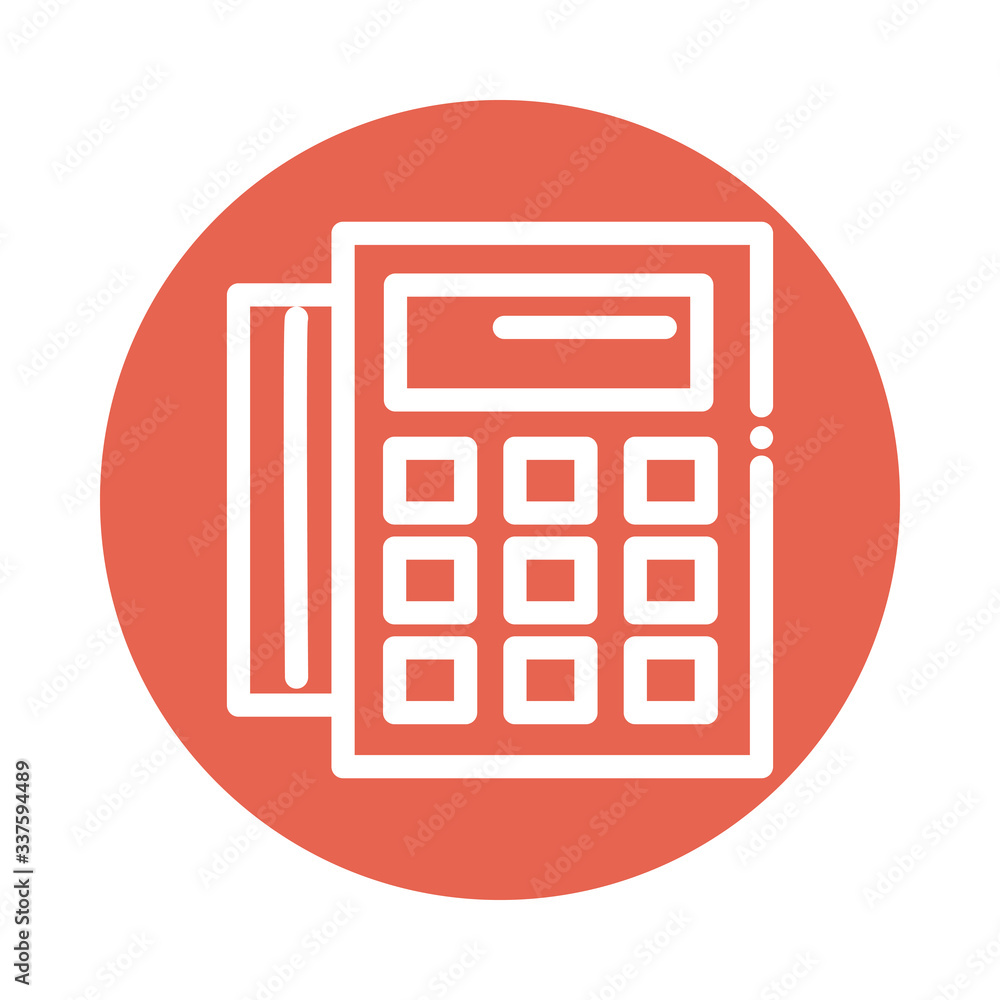 Poster dataphone with credit card block and flat style icon