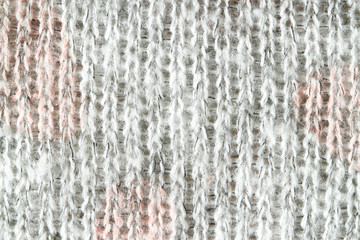 Knitted light woolen fabric pattern with grey, white and pink color