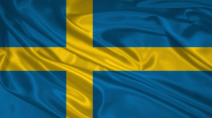 Flag of sweden 3D Illustration. Sweden Flag for Independence Day, celebration, election. The symbol of the state on wavy silk fabric.