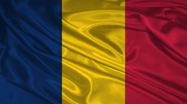 Flag of Chad 3D Illustration. Chad Flag for Independence Day, celebration, election. The symbol of the state on wavy silk fabric.