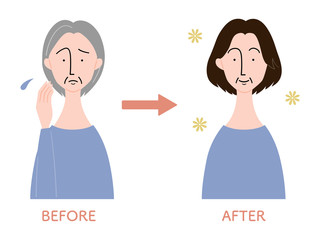 ヘアスタイルによる見た目の変化／シニア女性