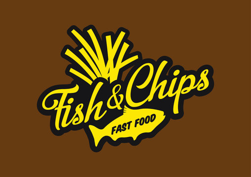 Fish and chips badge logo concept