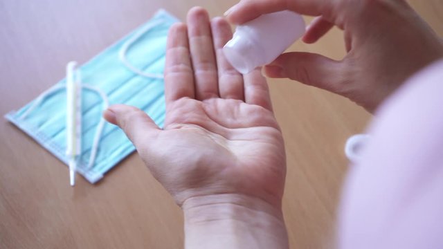 4k,Woman Pours A Pill In Her Palm And Takes It
