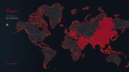 World map of the spread of virus infection. COVID-19. Influenza. MERS. SARS
 - Powered by Adobe