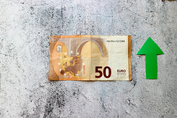 Growth Markets europe wallpaper fifty euro banknote with green arrow