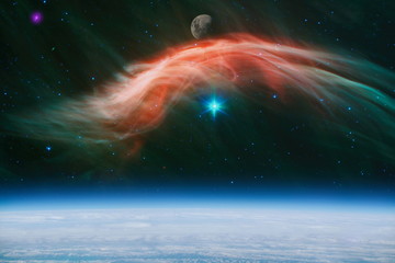 planets, stars and galaxies in outer space showing the beauty of space exploration. Elements...
