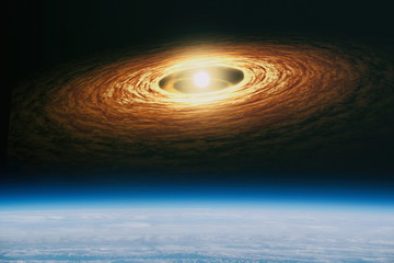 planets, stars and galaxies in outer space showing the beauty of space exploration. Elements...