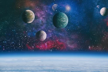 Rolgordijnen planets, stars and galaxies in outer space showing the beauty of space exploration. Elements furnished by NASA © Maximusdn