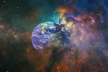 Planets, stars and galaxies in outer space showing the beauty of space exploration. Elements of...