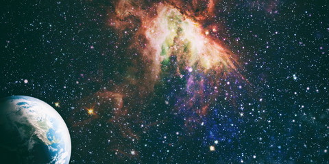 planets, stars and galaxies in outer space showing the beauty of space exploration. Elements...