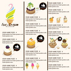Fototapeta na wymiar menu template Ice cream dessert reataurant brand design 