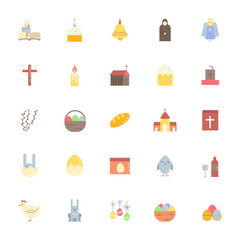 Easter flat icon set over white