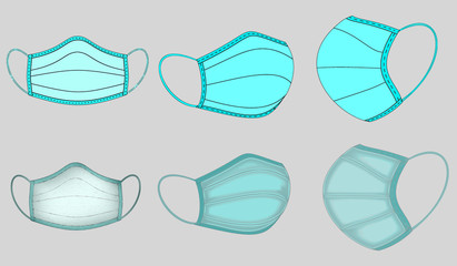 medical mask and a molecule of the virus on a light background, protecting you from viruses