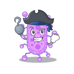 Mycobacterium cartoon design style as a Pirate with hook hand and a hat