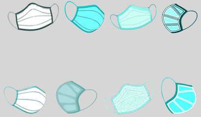 medical mask and a molecule of the virus on a light background, protecting you from viruses