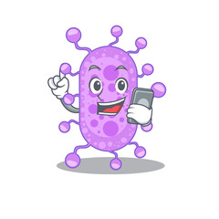 Mycobacterium cartoon in character speaking on phone