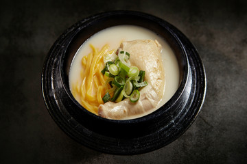 Korean chicken soup with yellow noodle