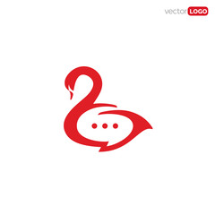 swan with buble talk icon/symbol/Logo Design Vector Template Illustration