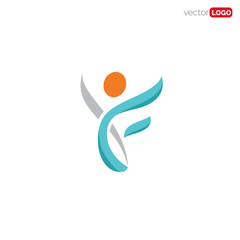 Obraz premium Abstract Person with Letter F shape icon/Logo Design Vector Template Illustration