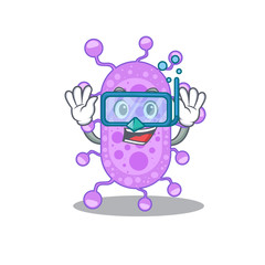 Mycobacterium mascot design concept wearing diving glasses