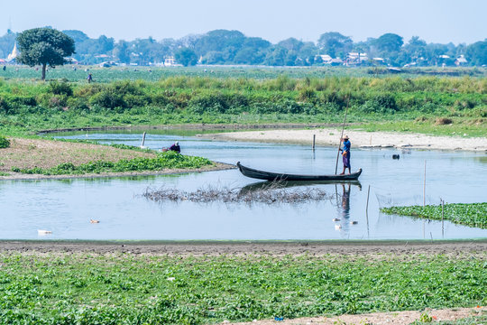 General view in village near U Bein Bridge, Mandalay, Myanmar.