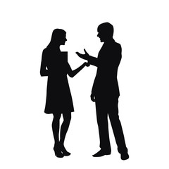Silhouette Of Two People Discussing