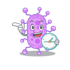 Mycobacterium mascot design concept smiling with clock