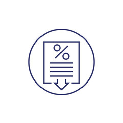rate cut icon, line vector