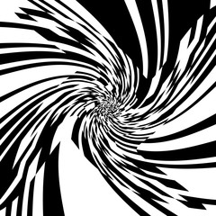 Black and White Stripes Rotating in a Tunnel with Spiraling Effect
