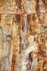 Aerial view of sections of open cut mining pit