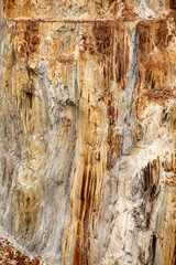 Aerial view of sections of open cut mining pit
