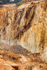 Aerial view of sections of open cut mining pit