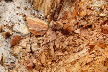 Aerial view of sections of open cut mining pit